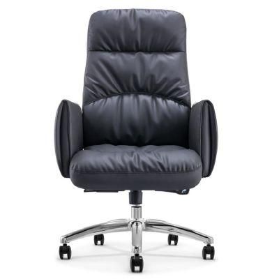 Luxury Ergonomic Design High Back Office Chair for Boss/Manger with up &amp; Down Headrest High Quality Luxury Ergonomic Aniline PU Leather