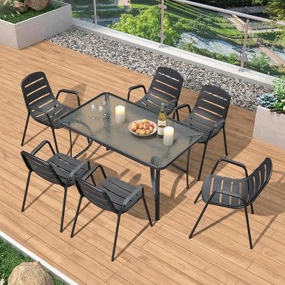 Table and Chair Modern Leisure Plastic Iron Back Dining Table and Chair