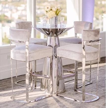 French Luxury Stainless Steel White Bar Chairs for Hotel Furniture