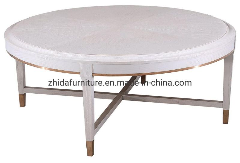 Hotel Reception Round Shape Wooden Coffee Table for Living Room