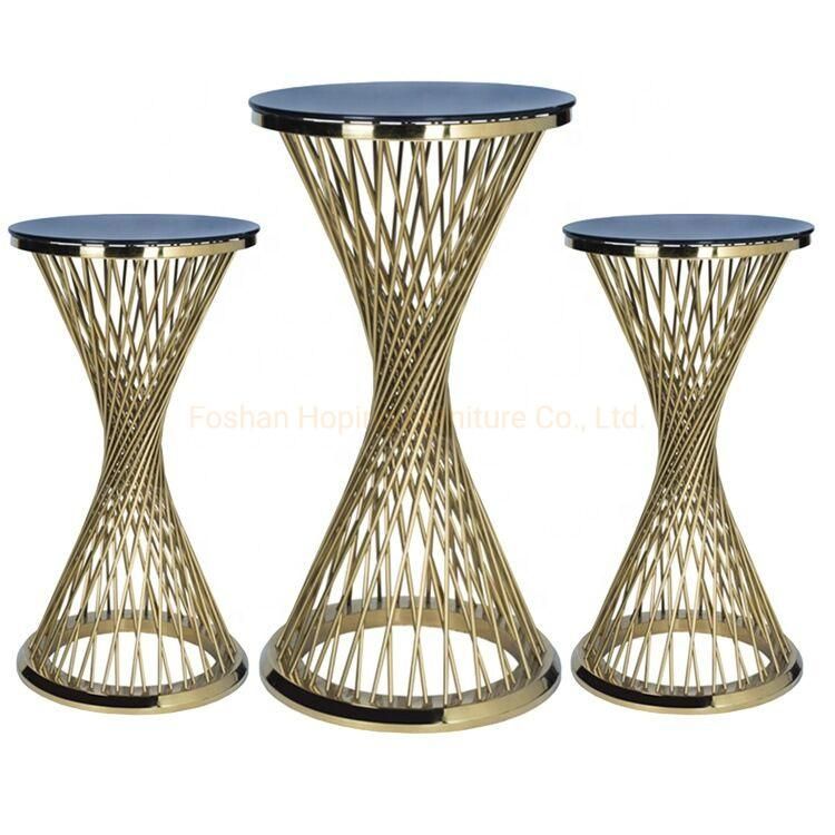Hot Sale 1200 Glass/ Marble Round LED Light Party Dining Wedding Furniture Stainless Steel 1+6dining Table