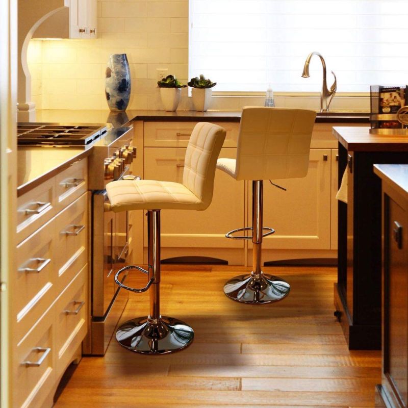 Nordic Light Luxury Front Desk Chair Metal Industrial Style Single Bar Chair Modern Simple Saddle Leather Bar Chair
