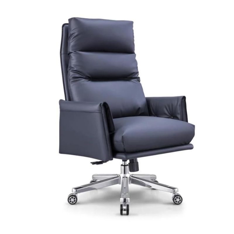 Luxury High Back PU Boss Manager Executive Office Faux Reclining Desk Wooden Office Swivel Reclining Genuine Leather Chairs