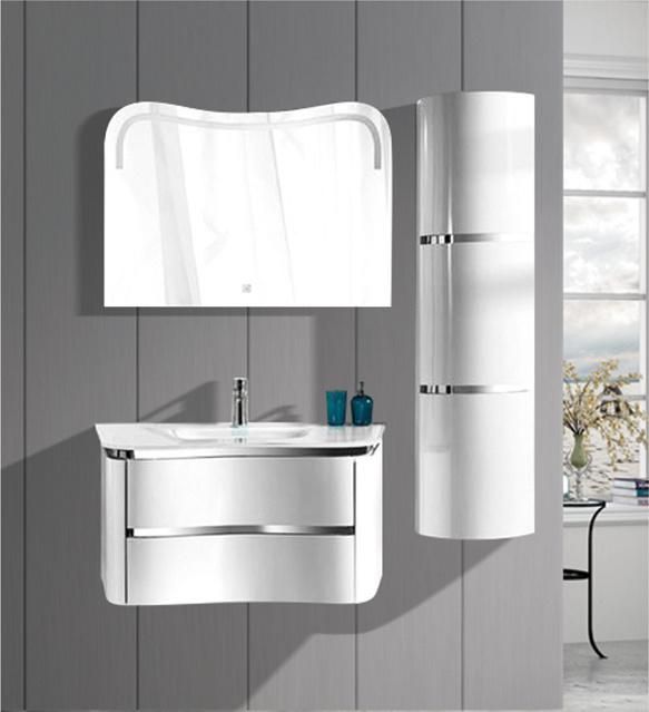 Factory Directly Sell Modern White PVC Bathroom Cabinet with Washing Basin