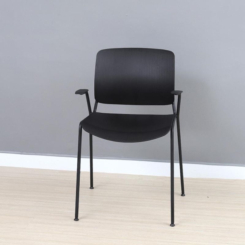 Rustic Modern Design Nordic Black White Grey Stackable Dining Plastic Chair with Metal Legs