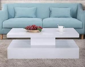 Modern Wood and Glass White Round LED Coffee Table Living Room Furniture Design