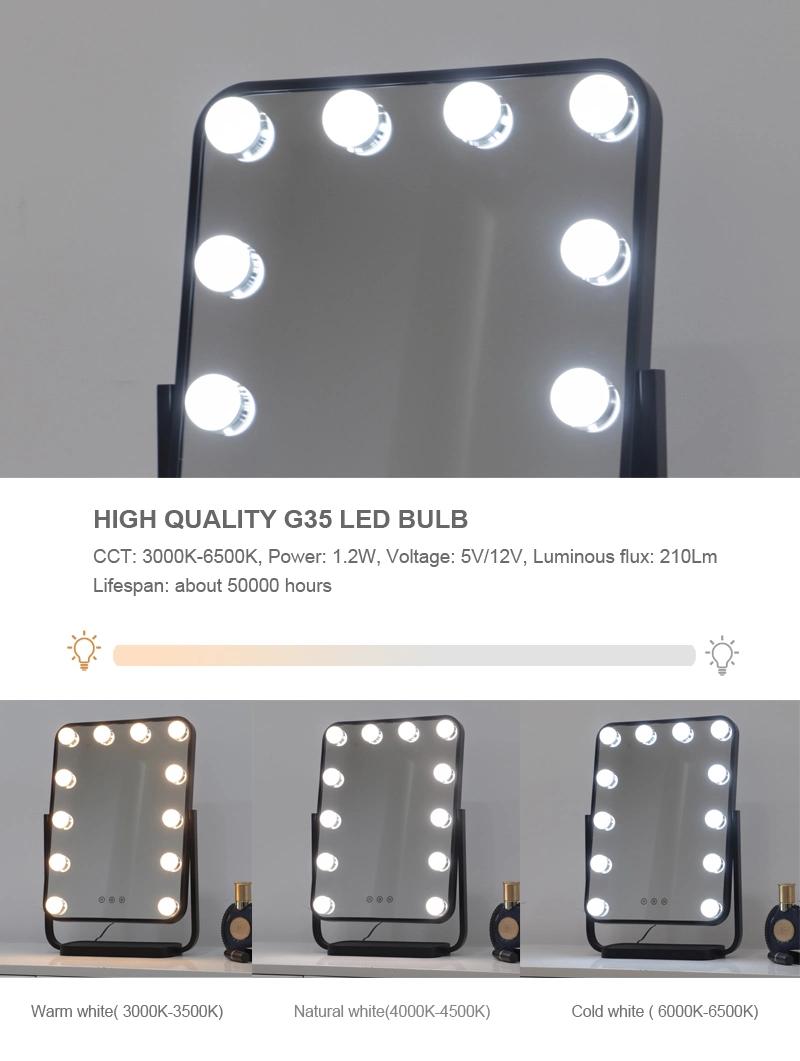 LED Makeup Mirror with LED Bulbs and Dimmable Light