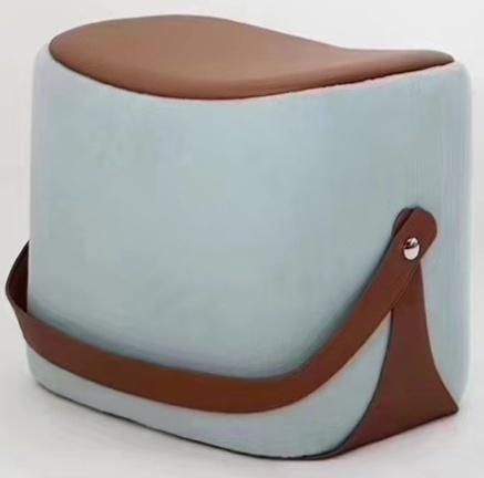 Upholstery Saddle Pouf Stool with Carry Belt