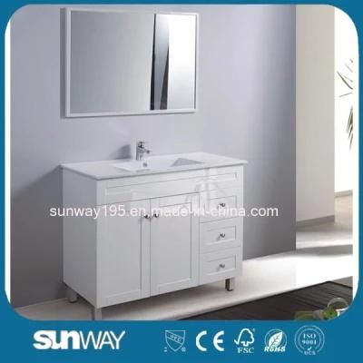 Gloss Painting Waterproof Floor Mounted Bathroom Furnitures with Mirror