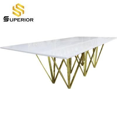 Hotel Wedding Dining Room Furniture Luxury Gold Metal Table