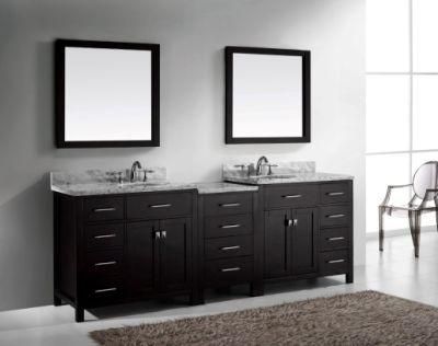 American Oak Wood Modern Bathroom Cabinet Espresso Double Sink Bathroom Vanity