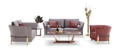 Luxury Modern Design 1+2+3 Golden Metal Leg Sofa Set
