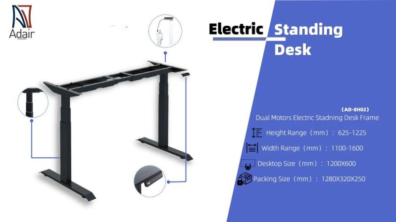 Double Motors Electric Standing Lifted Sit Stand up Desk with Office Work