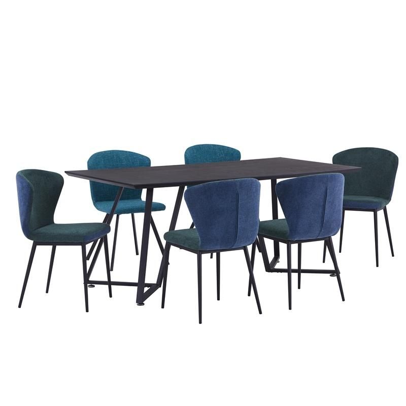 New Design Square Shape Strong Bearing Black Legs MDF Dining Restaurant Table for 8