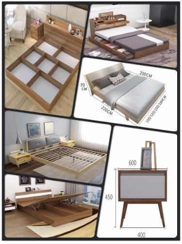 Customized Modern Hotel Home Bedroom Furniture Wooden Melamine King Double Bed Bedroom Set