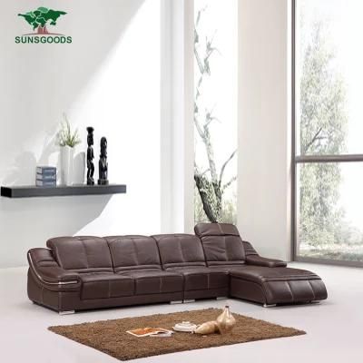 European Leisure Modern Modular Chesterfield Living Room L Shape Sectional Genuine Leathercorner Sofa Furniture