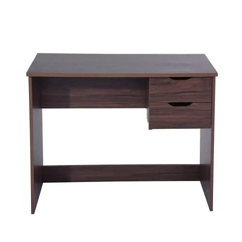 Computer Desk Writing Study Table with 2 Side Drawers Classic Home Office Laptop Desk Wood Notebook Table