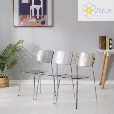 Nordic Design Chromed Metal Legs Chair Transparent Dining Chair