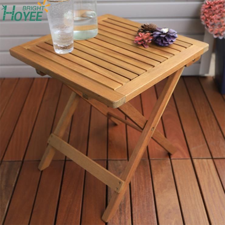Acacia Wood Solid Wood Folding Square End Table Outdoor Courtyard Indoor Portable End Table