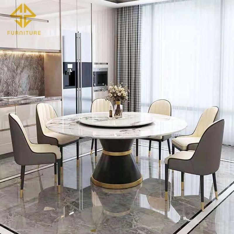 Italian Dining Room Furniture Stainless Steel Slate Modern Dining Table Set for 4 Luxury Marble Dining Table Sets 8 Chairs