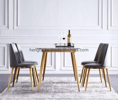 Living Room Modern Design Metal Legs Furniture Marble Dining Table