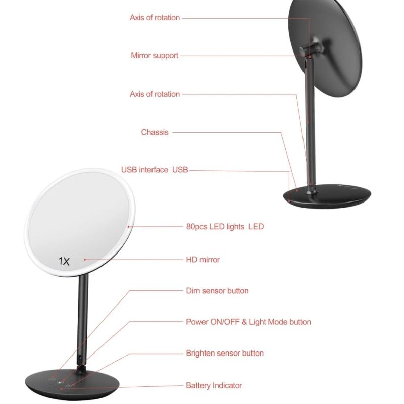 8 Inch High-Definition Touch Screen Round Makeup LED Vanity Mirror