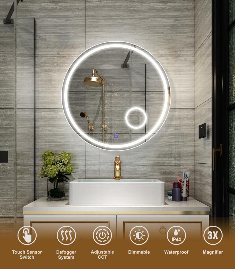 Salon Furniture Home Products Hotel Illuminated 3X Magnifying Bathroom Mirror