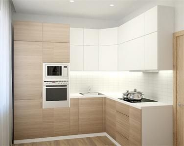 Modern Simple Design High Grade L Shaped MDF Flat Melamine Kitchen Cabinet
