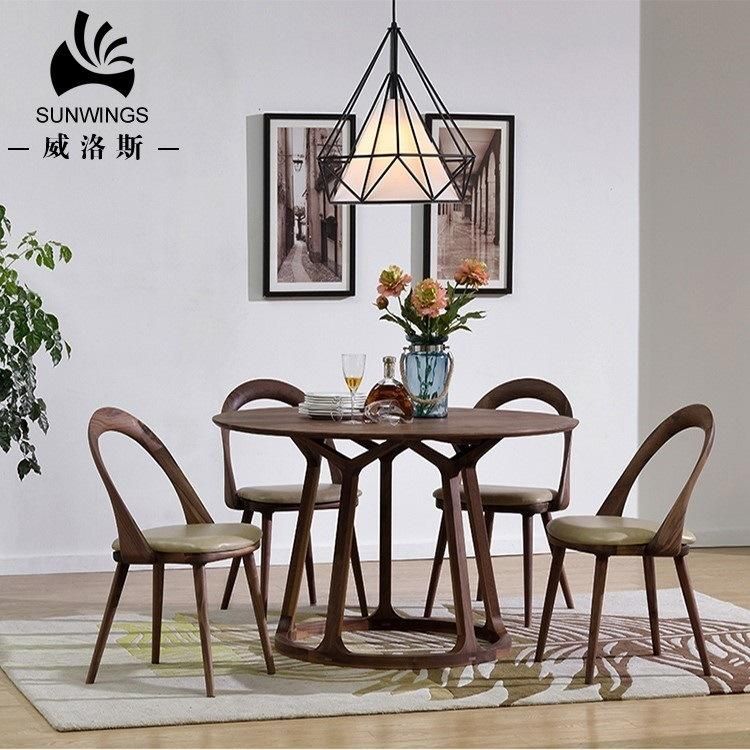 Tenon Structure Solid Wood Round Shape Dining Table 1.2m/1.3m Diameter