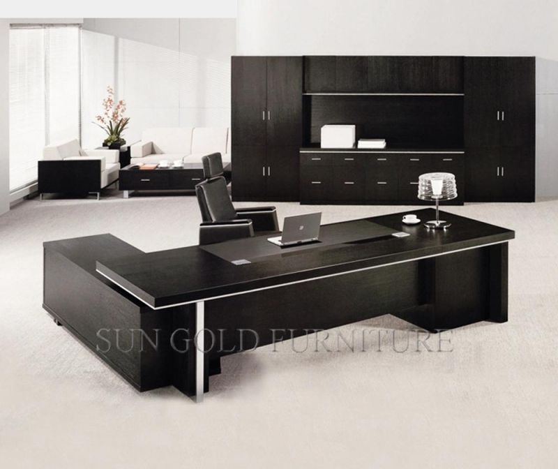 Modern Chinese Office Furniture Panel Black Executive Desk Table