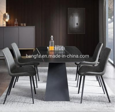 Good Quality Suppliers X-Shaped Metal Legs Kitchen Marble Dining Table