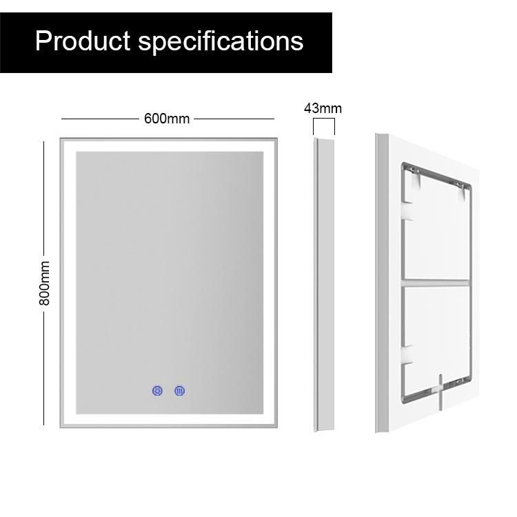 Hotel Lighted LED Digital Wall Mirror in Bathroom