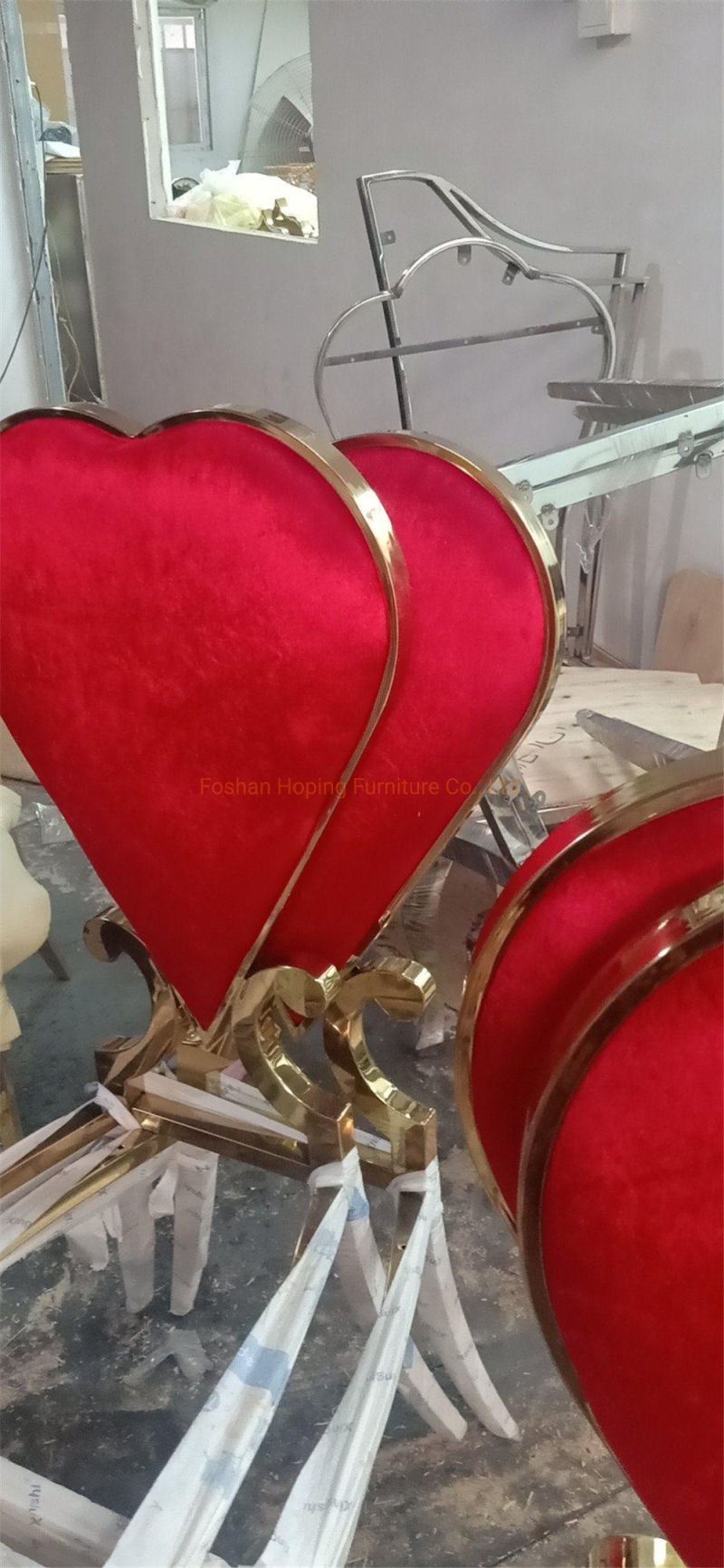 Restaurant Dining Chair Black Velvet Stainless Steel Heart Shape Back Designed New Banquet Chair