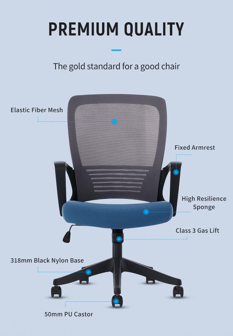 Computer Ergonomic Task Rolling Swivel Back Support Adjustable Modern Office Mesh Chair with Lumbar Support