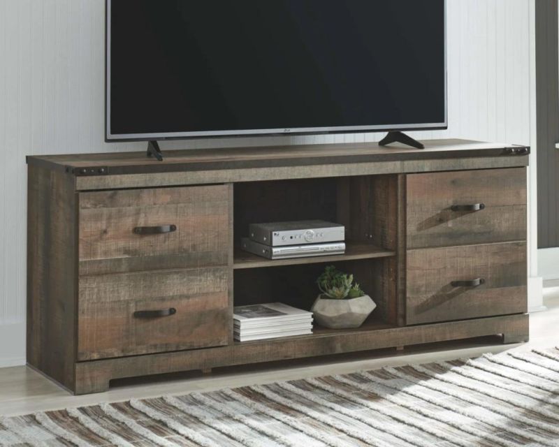 TV Stand with Fireplace Option Fits Tvs up to 58", Natural Brown