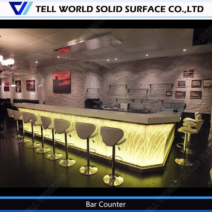 Straw Design Solid Surface Furniture L Shaped Custom Made Bar Counter for Sale
