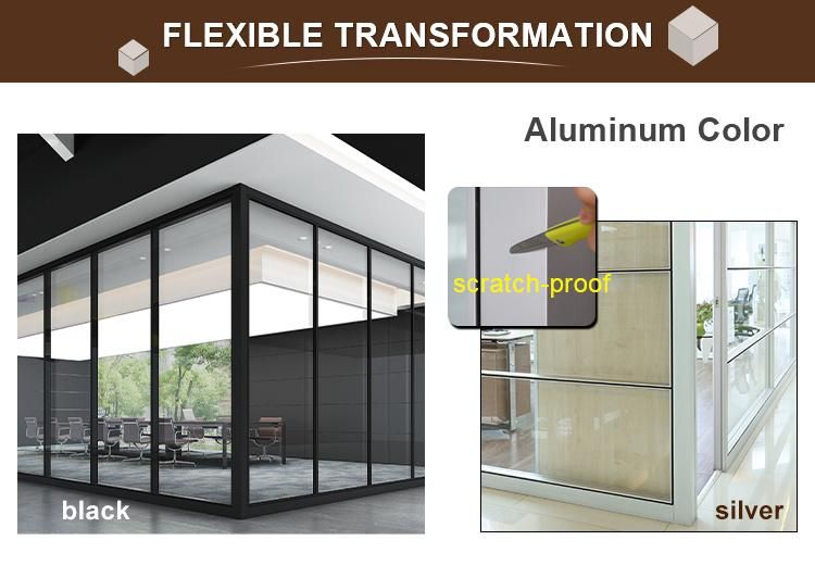 Modern Glass Partition HK55s Glass Aluminium Office Partition Wall