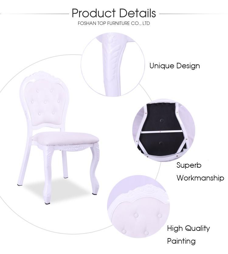 Party Event Banquet Wedding Dining Furniture Stackable Wooden Like Aluminium White Louis Xv Chair