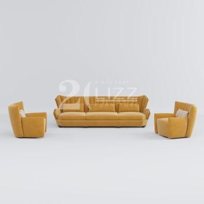 High End Stylish Wooden Sofa Furniture Modern 3 Seater Couch Living Room Sofa with Single Sofa