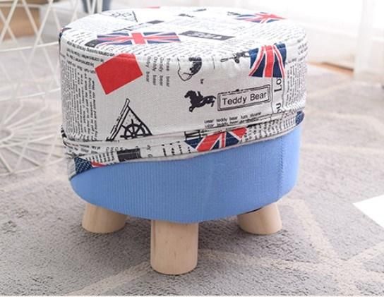 Custom Modern Living Room Round Fabric Children Wooden Ottoman Mushroom Stool