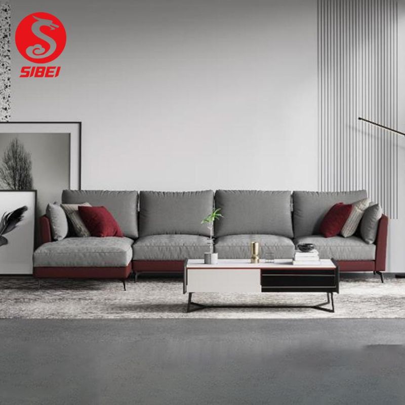 Modern Contemporary Luxury Home Furniture Living Room Sectional Fabric or Genuine Leather Sofa