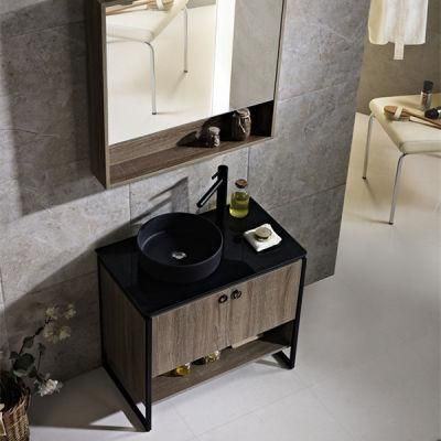Hotel Design Wooden Color Bathroom Vanity with Different Basin (2014B)