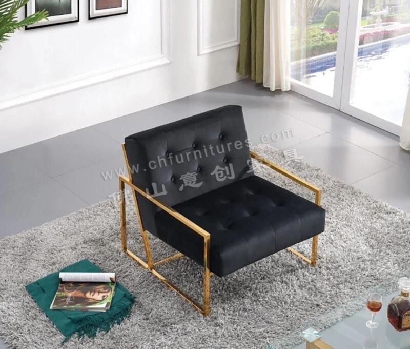 Hyc-Sf09 Home Furniture Moden Stainless Steel Base Velvet Cushion Living Room Sofa Chair