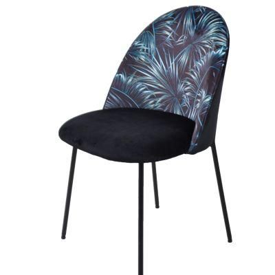 Restaurant Furniture Modern Hotel Colorful Upholstered Fabric Velvet Dining Chair with Metal Legs