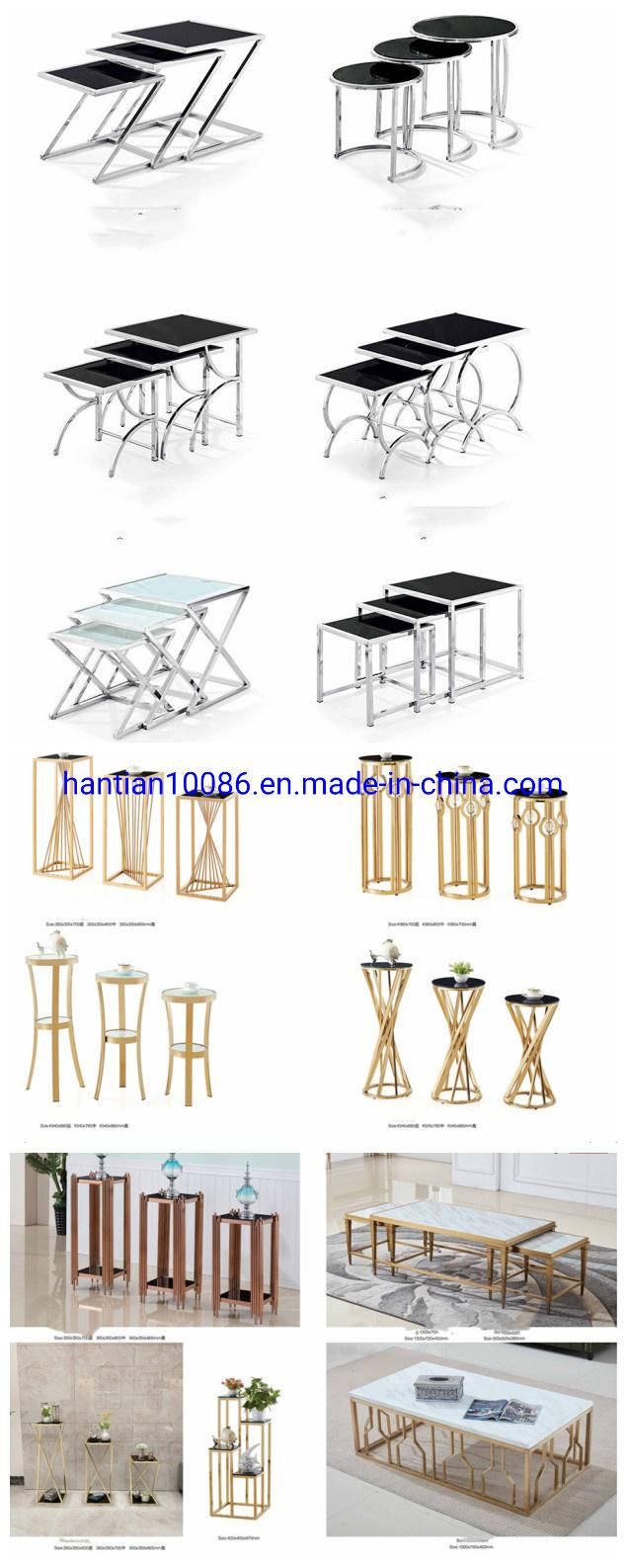 New Design LED Light Inside Home Furniture Black Glass and Silver Stainless Steel Dining Table