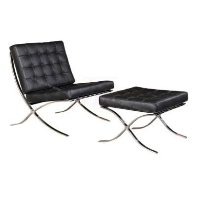 Modern Hotel Chaise Lounge Chair Leather Barcelona Sofa with Ottoman