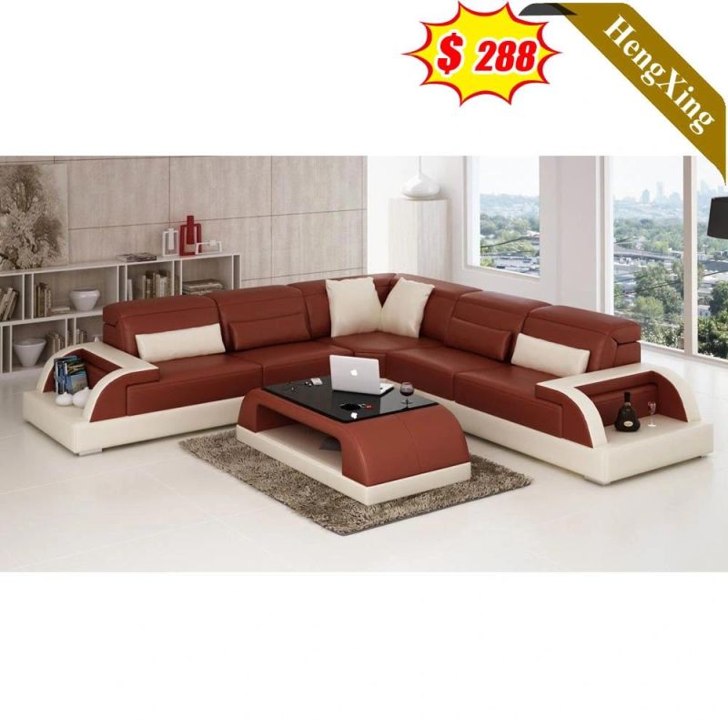 Modern Home Office Furniture L Shape Sofa PU Leather Foam Recliner Sofas with Side Table