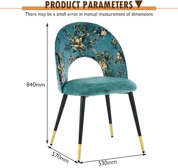 Factory Directly Cheap Design Fabric Floral Cloth Back Modern Dining Chairs