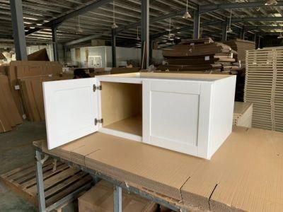 Three Section Track Linear Style Modular White Shaker Kitchen Cabinets
