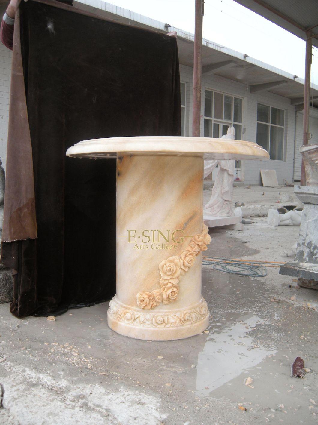 Modern Italian Art Natural Stone Hand Carving Relief Outdoor Marble Bench for Garden Decor